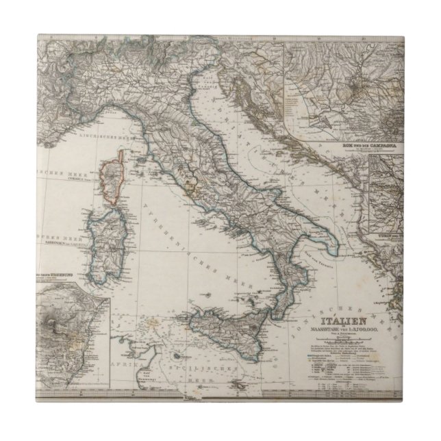 Italienkarta vid Stieler Kakelplatta (Framsidan)
