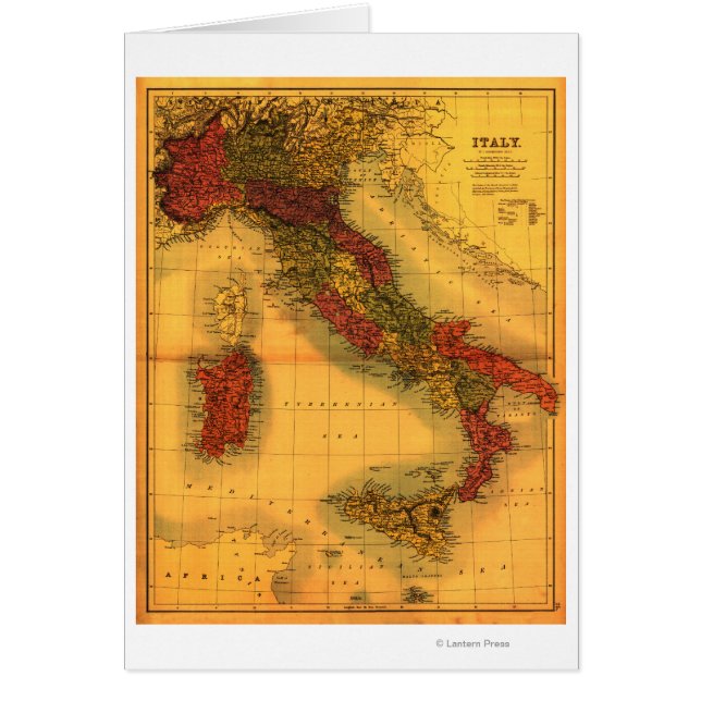 ItalienPanoramisk kartaItalien Hälsningskort (Framsidan)