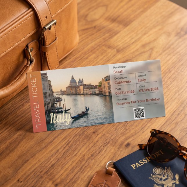 Italienresa Överraskning Boardingpass-kort för res Inbjudningar (Skapare uppladdad)