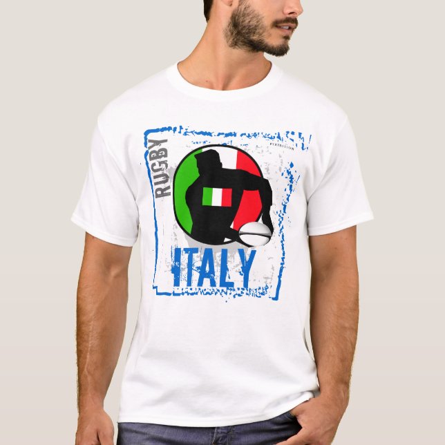 ItalienRugbyT-tröja passerar boll Tee Shirt (Framsida)
