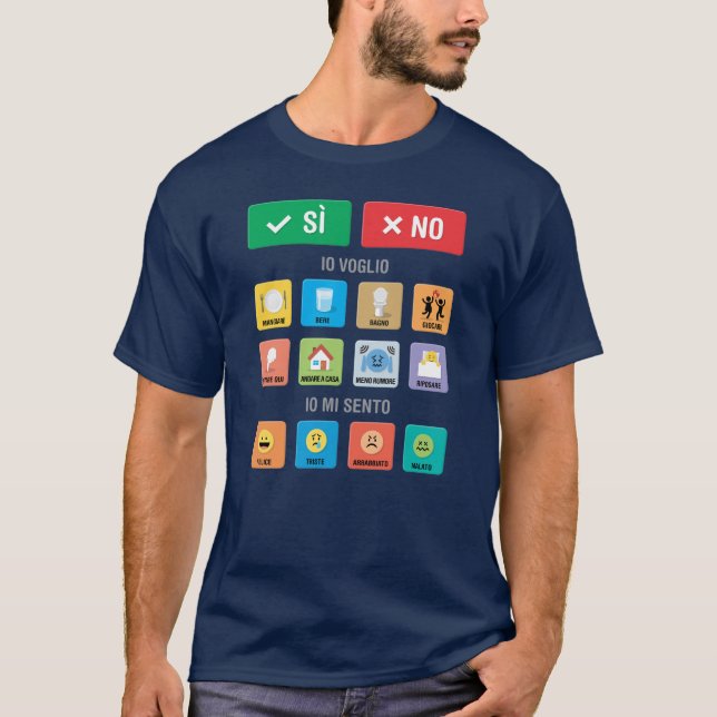 Italiens autism AAC PECS-meddelande 01 T Shirt (Framsida)