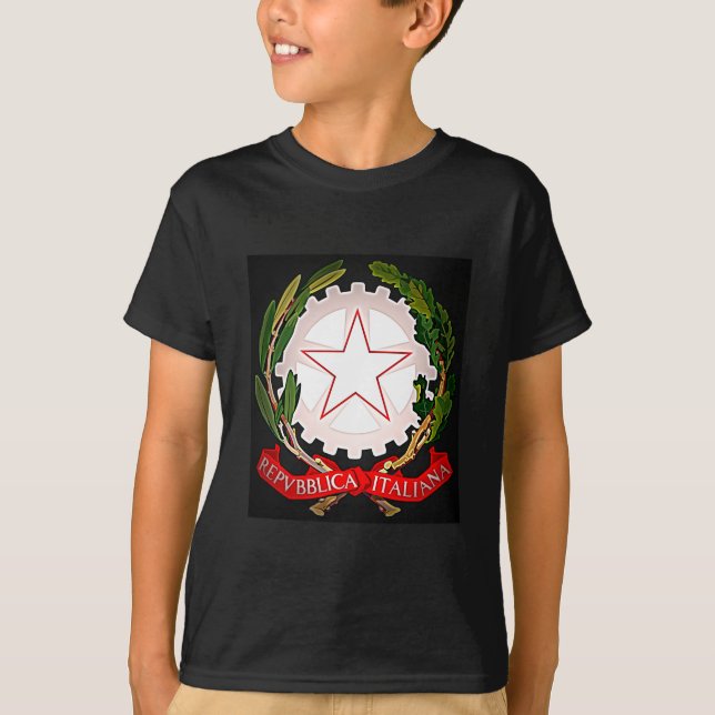 Italiens emblem mörk kant tee (Framsida)