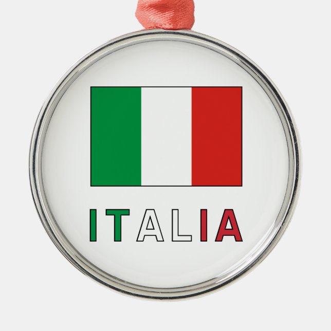 Italiens flagg & ord julgransprydnad metall (Framsidan)