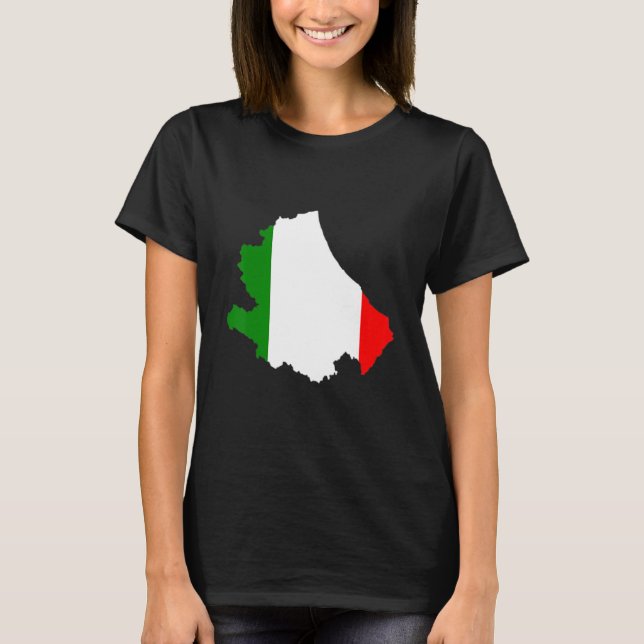 Italiens flagga i Italien över konturer i Abruzzo T Shirt (Framsida)