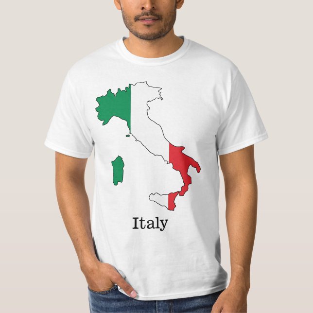 Italiens Flagga i Karta - insamling av Souvenir T Shirt (Framsida)