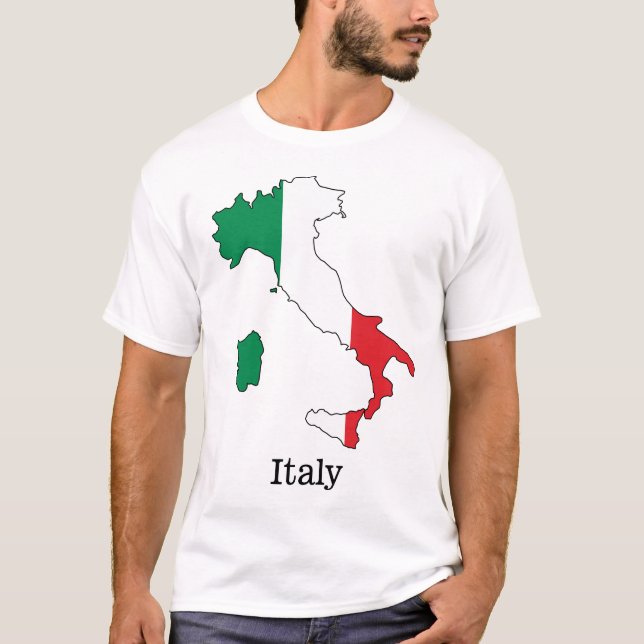 Italiens Flagga i Karta - insamling av Souvenir T Shirt (Framsida)