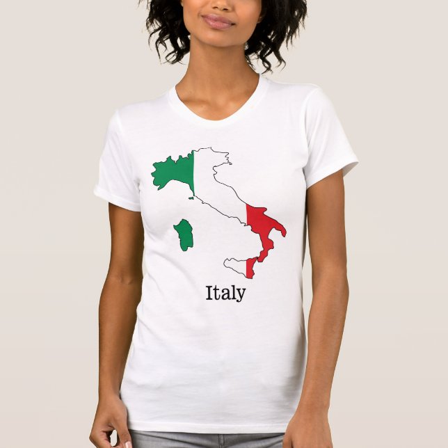Italiens Flagga i Karta - insamling av Souvenir T Shirt (Framsida)