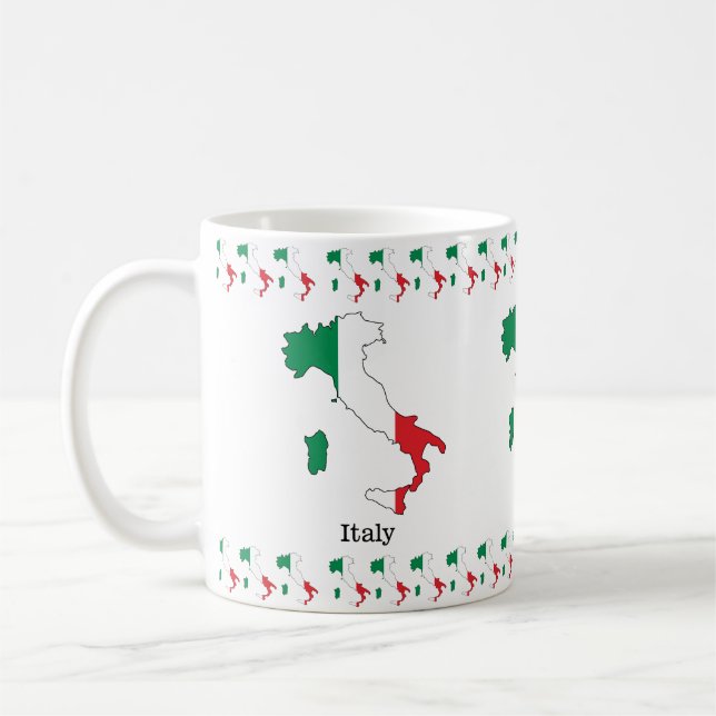 Italiens flagga inom dess karta - souvenirsamling kaffemugg (Vänster)