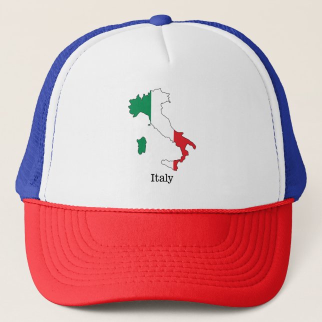 Italiens flagga inom dess karta - souvenirsamling keps (Framsida)