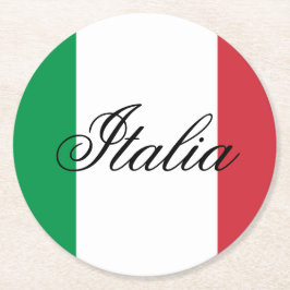 Italiens flagga italiensk stolthet Europa land Underlägg Papper Rund