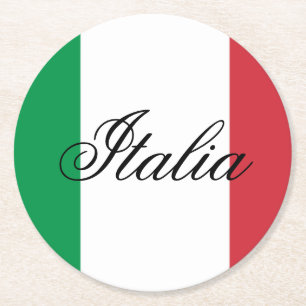 Italiens flagga italiensk stolthet Europa land Underlägg Papper Rund