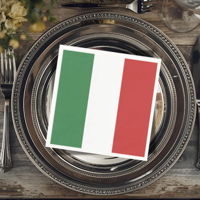 Italiens flagga - Italienska  Pappersservett (Flag of Italy Napkin for Italian Dinner Parties and Celebrations)