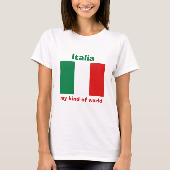 Italiens flagga + karta + text t-shirt (Framsida)