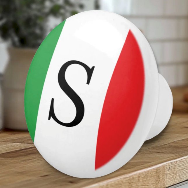 Italiens flagga - Monogram med Italien Knopp (Flag of Italy Monogrammed ceramic knob drawer or cabinet pull Italian heritage gift)
