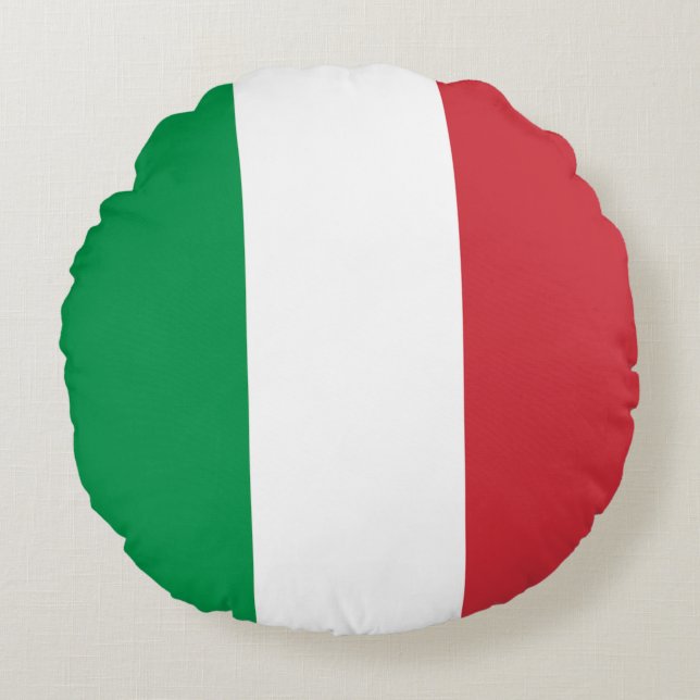Italiens flagga rund kudde (Framsidan)