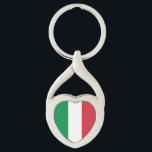 Italiens flagga twisted heart silverfärgad nyckelring<br><div class="desc">Italiens nationalflagga.</div>