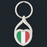 Italiens flagga twisted heart silverfärgad nyckelring<br><div class="desc">Italiens nationalflagga.</div>
