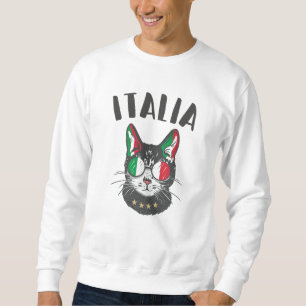 Italiens fotbollskattmaskot italiensk fans flagga lång ärmad tröja