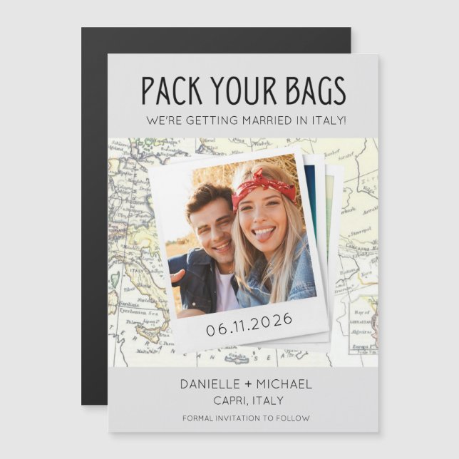 Italiens målbröllopsfoto Spara datum Magnetisk Inbjudningskort (Fram/baksida)