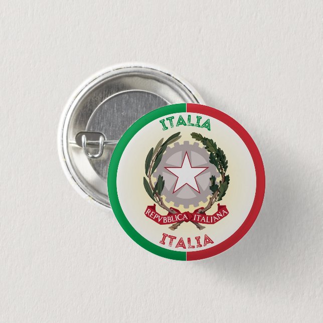 Italiens nationella emblemcirkelform knapp (Framsida & baksida)