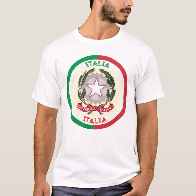 Italiens nationella emblemcirkelform t shirt (Framsida)
