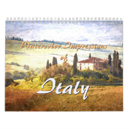 Italiens vattenfärgstryck kalender