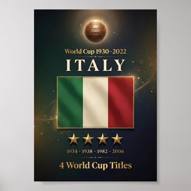 Italiens VM-historik Poster | 4-faldiga Mästare (Framsidan)