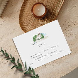 Italiensk akvarell hus bröllop RSVP Inbjudan