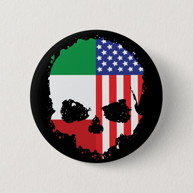 Italiensk-amerikansk skulldesign med Flaggor Knapp (Framsida)