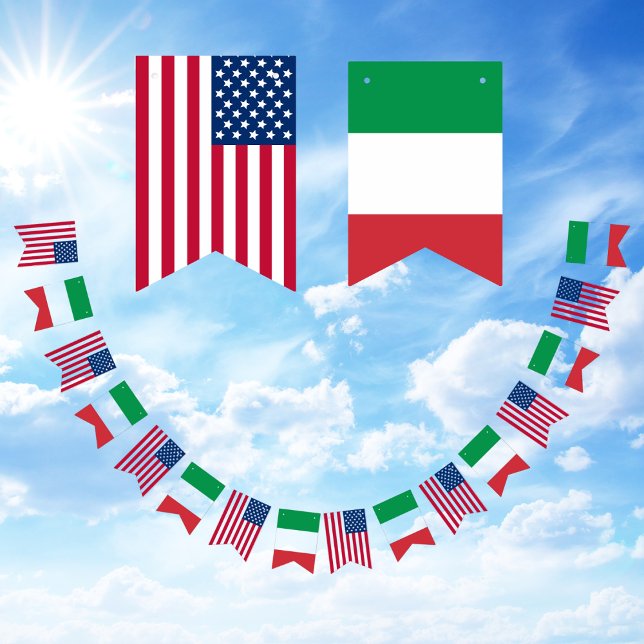 Italiensk-amerikansk Vänskap Vimplar (Italy America Flag Bunting)