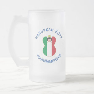 Italiensk ängelflagga för Hanukkah Frostat Ölglas