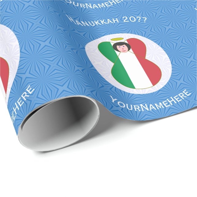 Italiensk ängelsflagga för Hanukkah Presentpapper (Rullad Hörn)