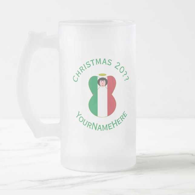 Italiensk ängelsflagga för jul frostat ölglas (Vänster)