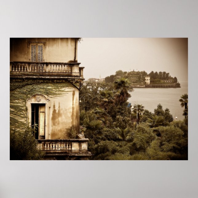 Italiensk arkitektur i Sjö Maggiore Poster (Framsidan)