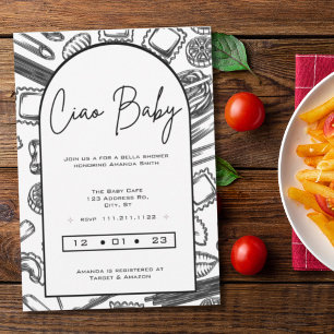Italiensk baby shower, Ciao Baby, Könsneutral Inbjudningar