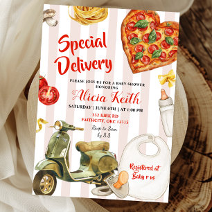 italiensk baby shower pizza speciellt leverans inbjudningar