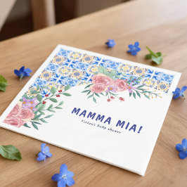 Italiensk blå kakel Mamma Mia Baby Shower Pappersservett