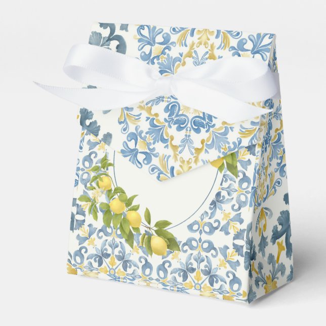 Italiensk blå kakelcitron presentaskar (Framsidan Sidan)