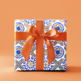 Italiensk blå mosaikinslagspapper presentpapper