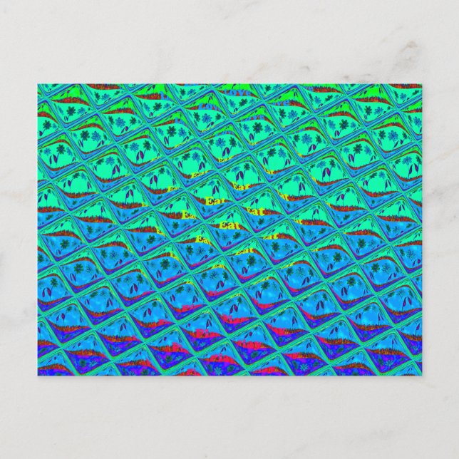 Italiensk blå sjöjungfru motiv konsttryck vykort (Framsida)