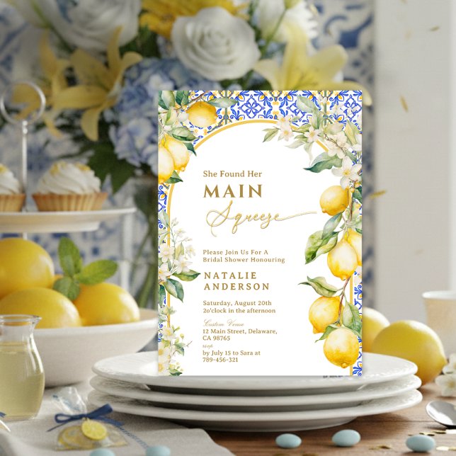 Italiensk blomster- citron huvudsqueeze bröllopsdu inbjudningar (Italian Floral Lemon Main Squeeze Bridal Shower Invitation)