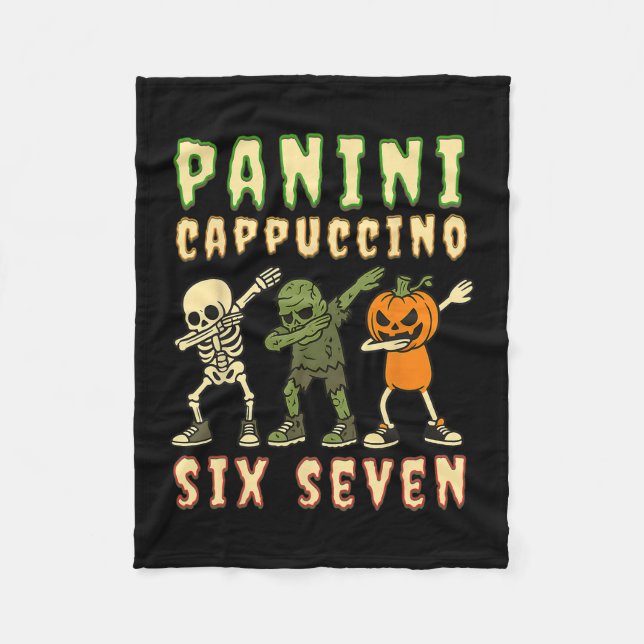 Italiensk Brainrot Halloween Panini Cappuccino Six Fleecefilt (Framsidan)