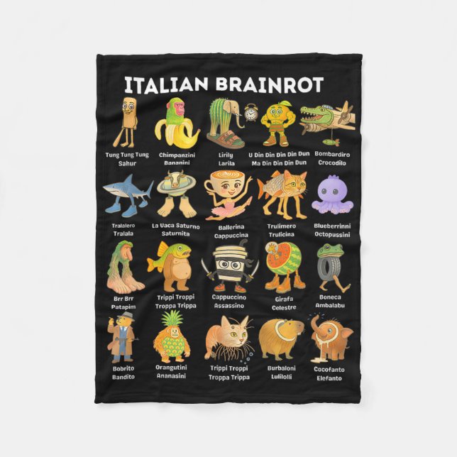 Italiensk Brainrot-meme för barn pojkar män kvinno Fleecefilt (Framsidan)