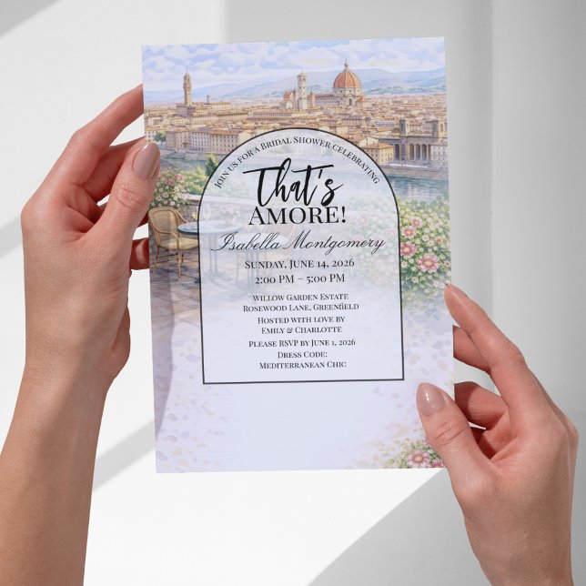 Italiensk bröllopsfest i Florens That's Amore Inbjudningar (Italian Florence That’s Amore Bridal Shower Invitations
)