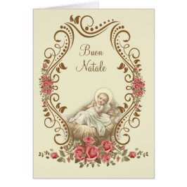 Italiensk Buon Natale baby traditionella Jesus Hälsningskort