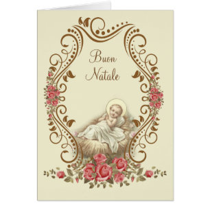 Italiensk Buon Natale baby traditionella Jesus Hälsningskort