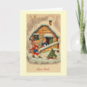 Italiensk Buon Natale för vintage julkort Helgkort