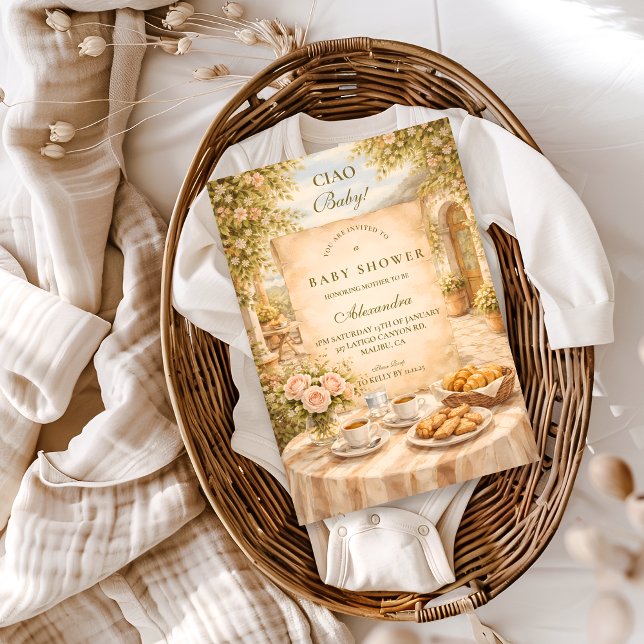 Italiensk caféträdgård Baby Shower Inbjudningar (Skapare uppladdad)