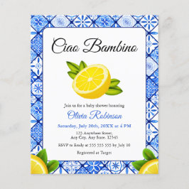 Italiensk Ciao Bambino Baby Shower-inbjudan på bud
