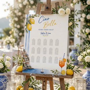 Italiensk citron Amalfi-kusten bröllopsplatskarta Poster